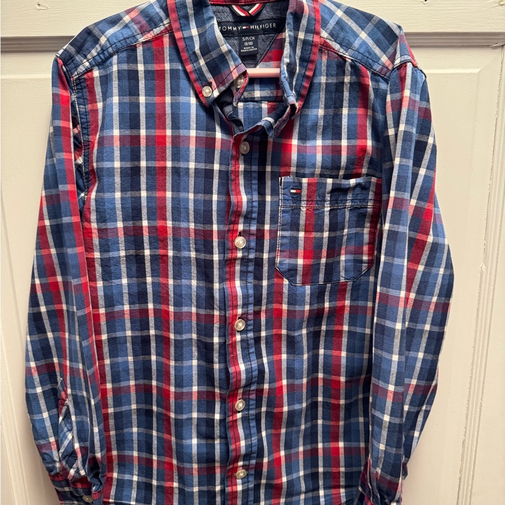 Tommy Hilfiger Red and Blue Plaid Shirt